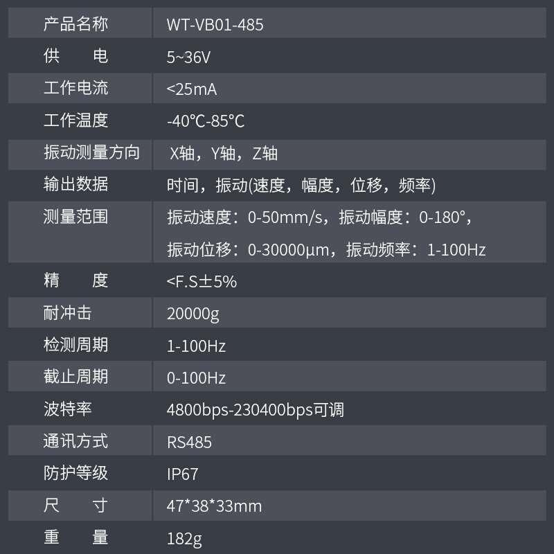 V维CV能特智三轴位移速度幅度振幅振动传震感器电机动水泵监测防 - 图0