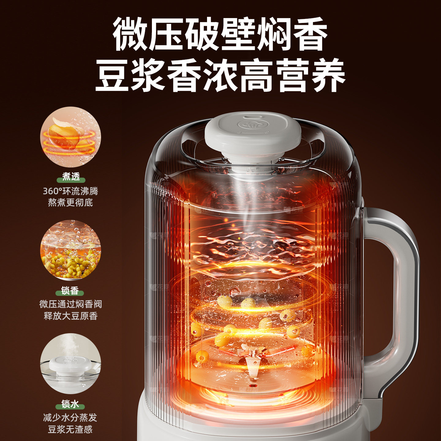 摩动2025新款破壁机家用破壁榨汁一体机轻音多功能豆浆机