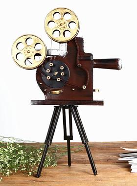 复古三角架照相机放映机摄像机落地摆件咖啡店摆设道具创意装饰品