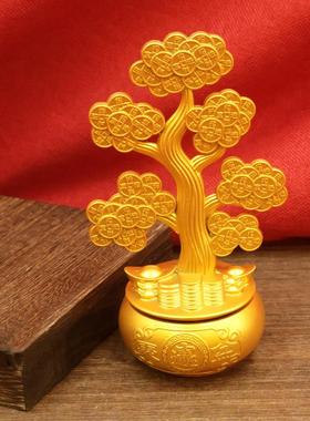 新款发财树转转招财摆件家居酒柜装饰品客厅电视柜摇钱树开业礼品