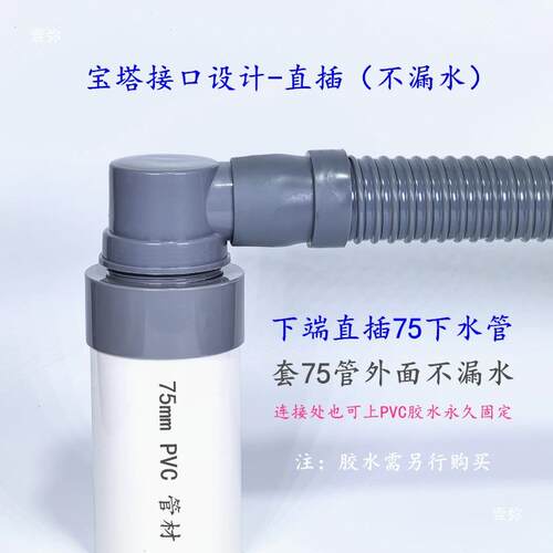 75PVC管转48螺纹32宝塔转接头90度直角弯头防臭配件厨房水槽 - 图2