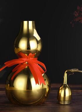 铜葫芦摆件纯铜开口开盖空心八卦五帝钱招财铜葫芦大小号挂件摆件