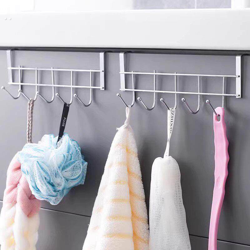 不锈钢整体橱柜门背5连挂钩置物卡夹钩 厨房免打孔锅铲汤勺收纳沥,淘宝优惠券,粉丝福利购,淘宝优惠卷