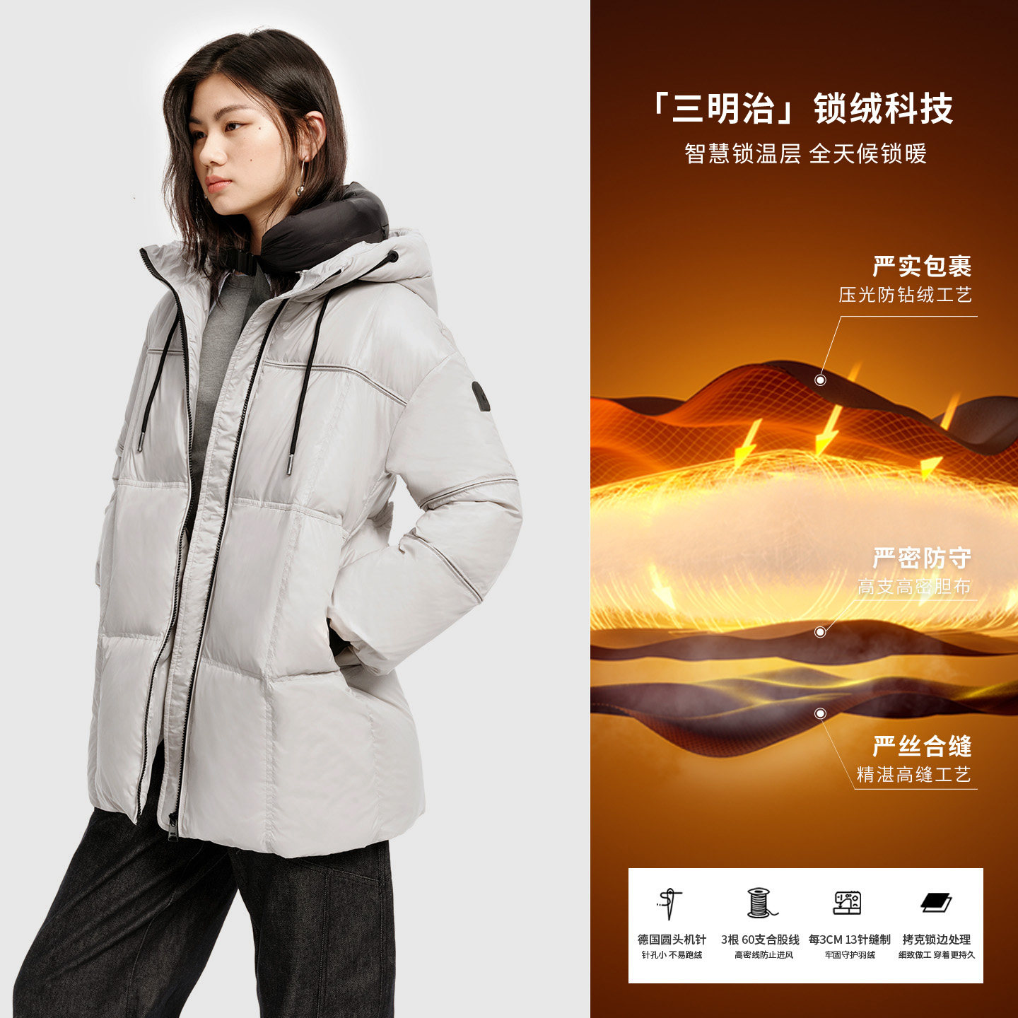 艾莱依短款U型枕羽绒服女腰部抽绳时尚显瘦外套高级鹅绒服外套,淘宝优惠券,粉丝福利购,淘宝优惠卷