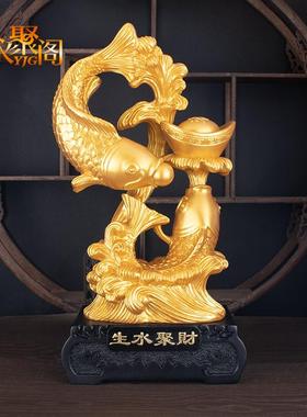 中式年年有鱼双鱼戏珠摆件玄关客厅电视柜高档装饰乔迁新居礼品