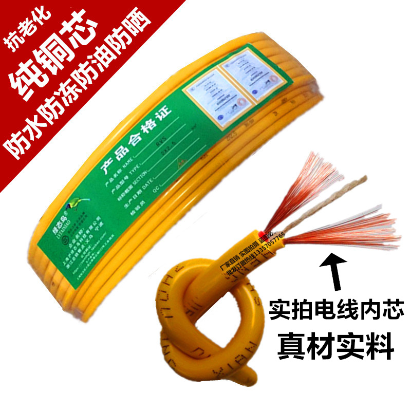 纯铜芯电线软线电车充电延长线1.5灯头线家用电线电源线2.5护套线 - 图0