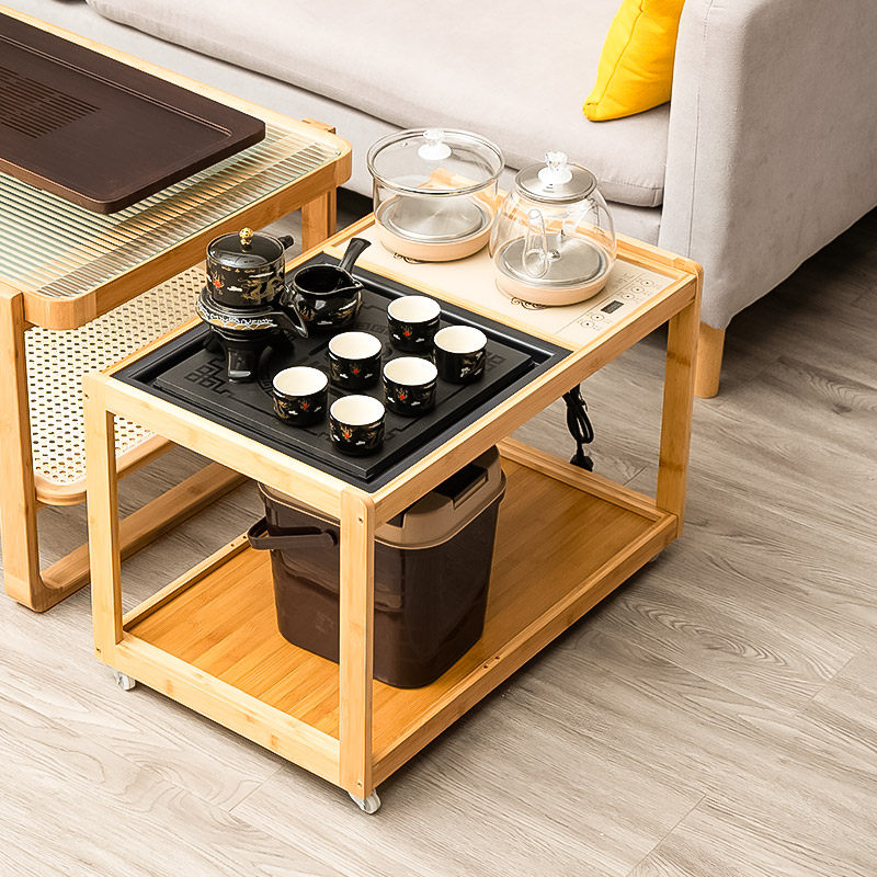 Mobile tea table tea table household tea cabinet simple small tea cart tea tray Kung Fu tea set tea rack