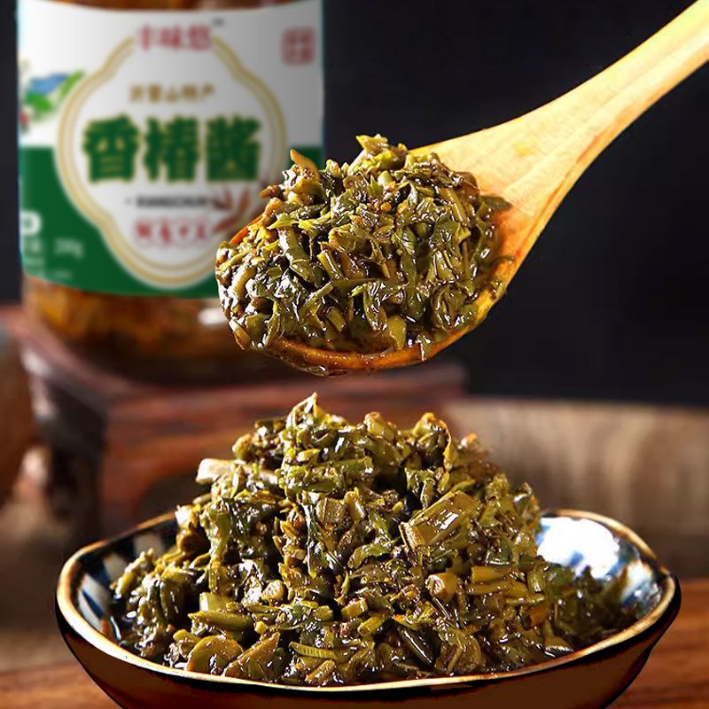 香椿酱下飯酱新鮮香椿芽醬下饭菜拌饭拌面开胃香辣酱腌菜凉拌即食-图0