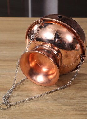 藏式红铜烟供火供炉纯铜西藏光面挂式香炉禅意吊挂熏香炉悬挂供炉