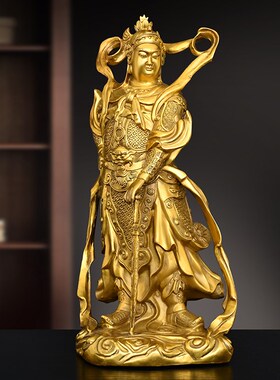 黄铜韦陀关公铜像菩萨摆件韦陀伽蓝关公韦陀客厅办公室礼品装饰品