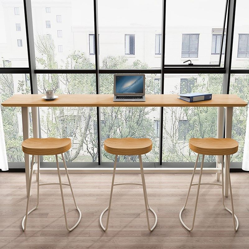 实木吧台桌原木色高脚桌椅长条窄桌阳台简约现代家用靠墙桌椅组合,淘宝优惠券,粉丝福利购,淘宝优惠卷