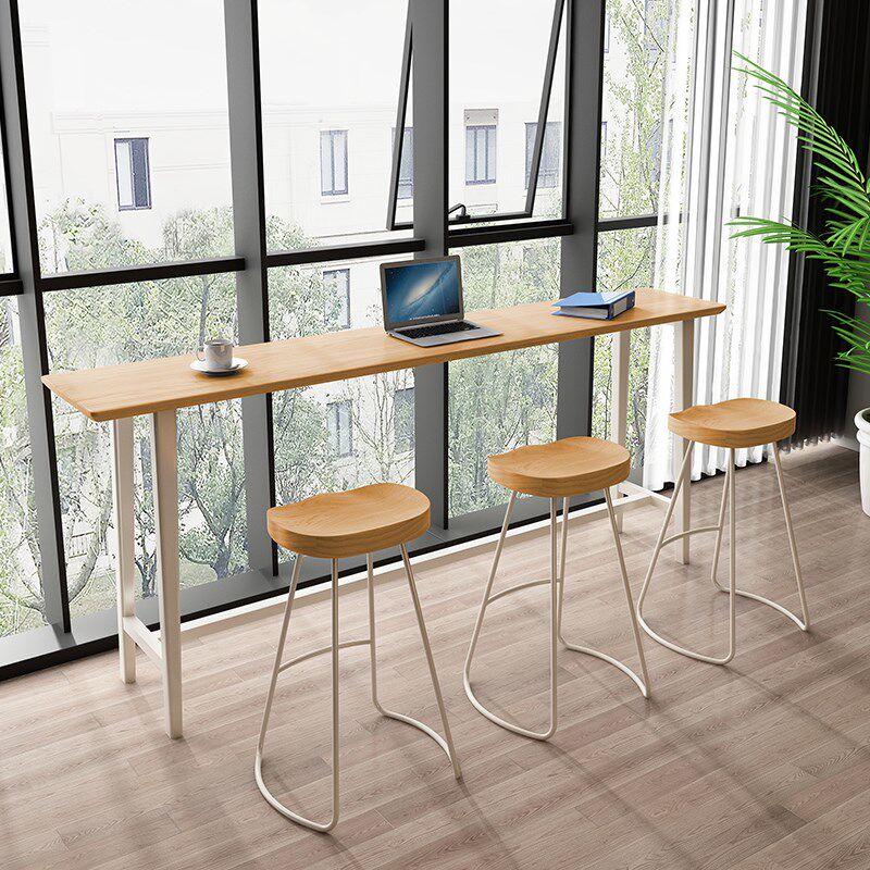 实木吧台桌原木色高脚桌椅长条窄桌阳台简约现代家用靠墙桌椅组合,淘宝优惠券,粉丝福利购,淘宝优惠卷