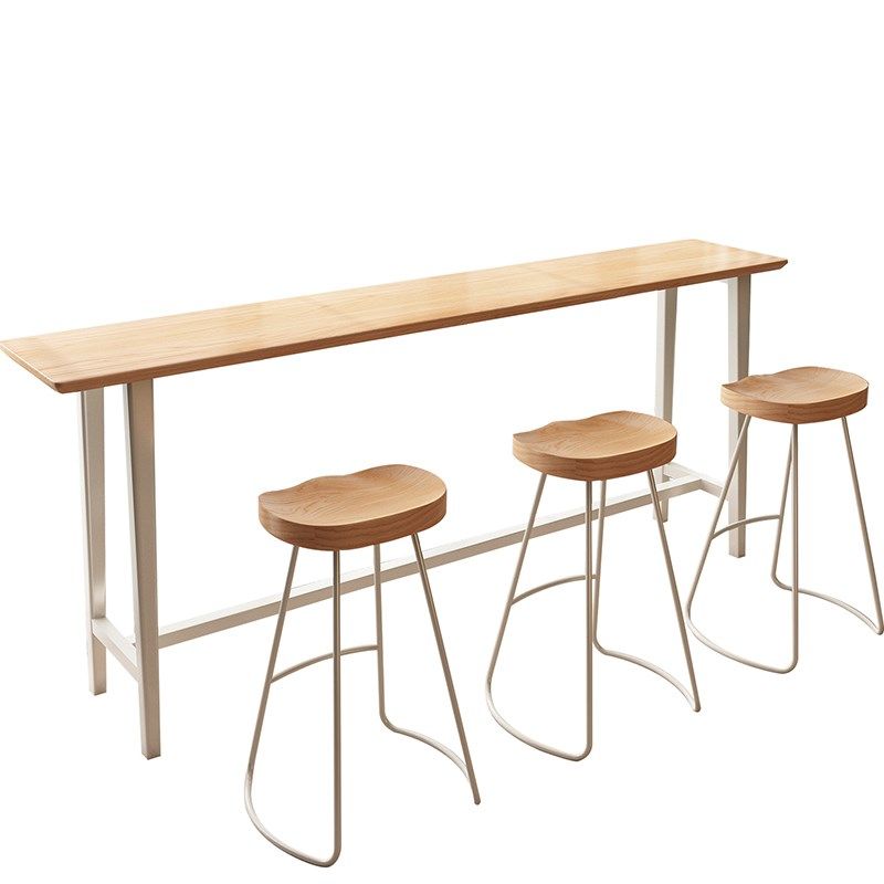 实木吧台桌原木色高脚桌椅长条窄桌阳台简约现代家用靠墙桌椅组合,淘宝优惠券,粉丝福利购,淘宝优惠卷