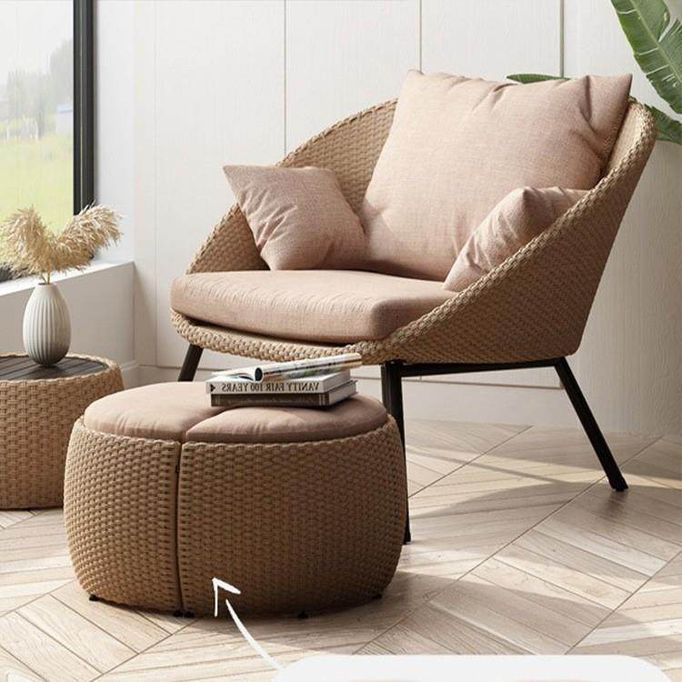 户外阳台桌椅家用休闲庭院藤编沙发茶几组合藤椅懒人椅脚踏三件套,淘宝优惠券,粉丝福利购,淘宝优惠卷