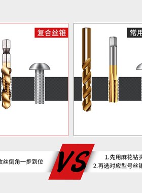 攻丝钻头钻攻一体丝锥丝攻打孔三合一自攻不锈钢专用复合攻牙螺丝