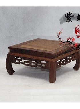 红木鸡翅木奇石底座 红木摆件 四正方弯脚底座实木底座雅致