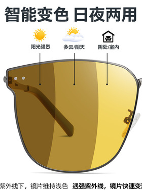 新款方形司机驾驶镜防远光灯夜视变色防蓝光偏光太阳眼镜日夜两用