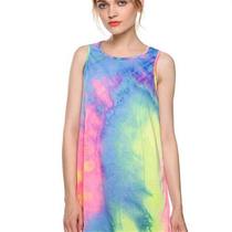 Sleeveless Vibrant Tie-Dye Dress Colorful Tank