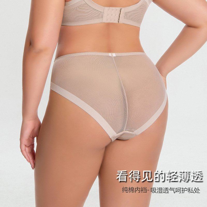 跨境专供大码内裤女网纱舒适胖MM200斤透气夏季高腰女士纯棉,淘宝优惠券,粉丝福利购,淘宝优惠卷