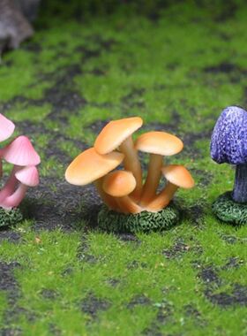 树脂仿真蘑菇摆件苔藓微景观多肉花盆DIY田园红蘑菇装饰工艺品