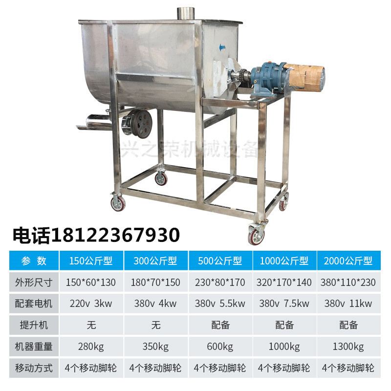 卧式搅拌机粉末混合机小型不锈钢饲料调料食品颗粒化肥干粉拌料机 - 图1