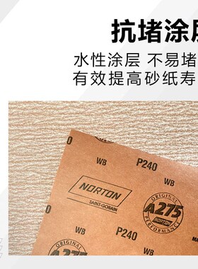 进口诺顿打磨砂纸120目至800目干磨水磨两用打磨批土抛光超细砂纸