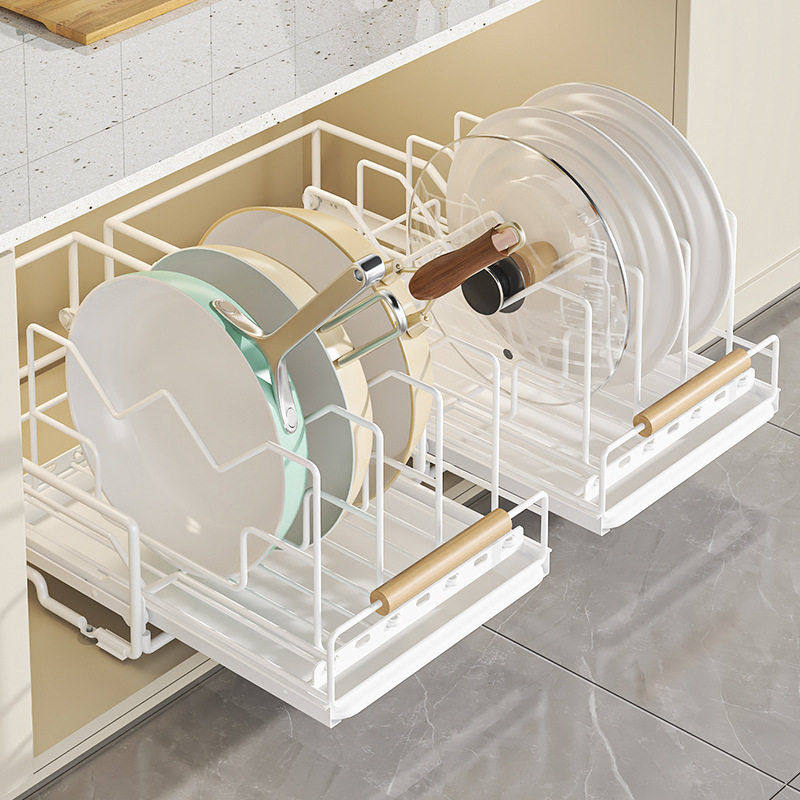 锅具收纳拉篮厨房置物架下水槽橱柜内炒锅架抽拉式锅盖砧板分隔架,淘宝优惠券,粉丝福利购,淘宝优惠卷