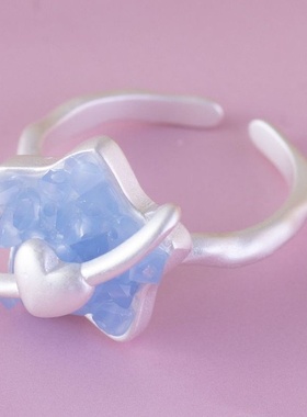 四季情韵原创设计新款锆石爱心轻奢水晶星星指环极简清冷感戒指