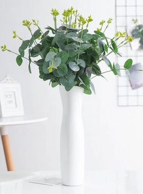 仿真尤加利叶单枝金钱叶 北欧婚庆插花装饰叶子酒店家居橱窗摆件