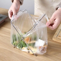Brace Plastic plastic Stainless Steel Kitchen Trash Rack Foldable shelf Rubbish Bin Holder