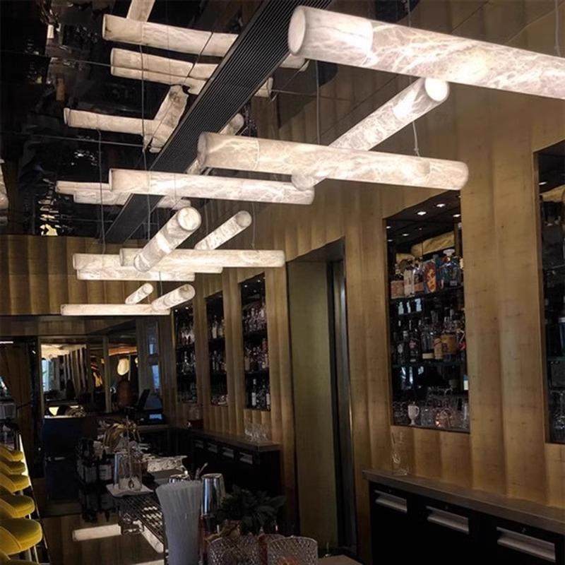 法式轻奢天然云石餐厅吊灯设计师高级感餐桌全铜长条吧台一字灯具,淘宝优惠券,粉丝福利购,淘宝优惠卷