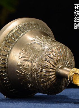 九股金刚铃杵 尼泊尔手工铜镀金金刚铃密宗金刚铃杵供具 音质悦耳