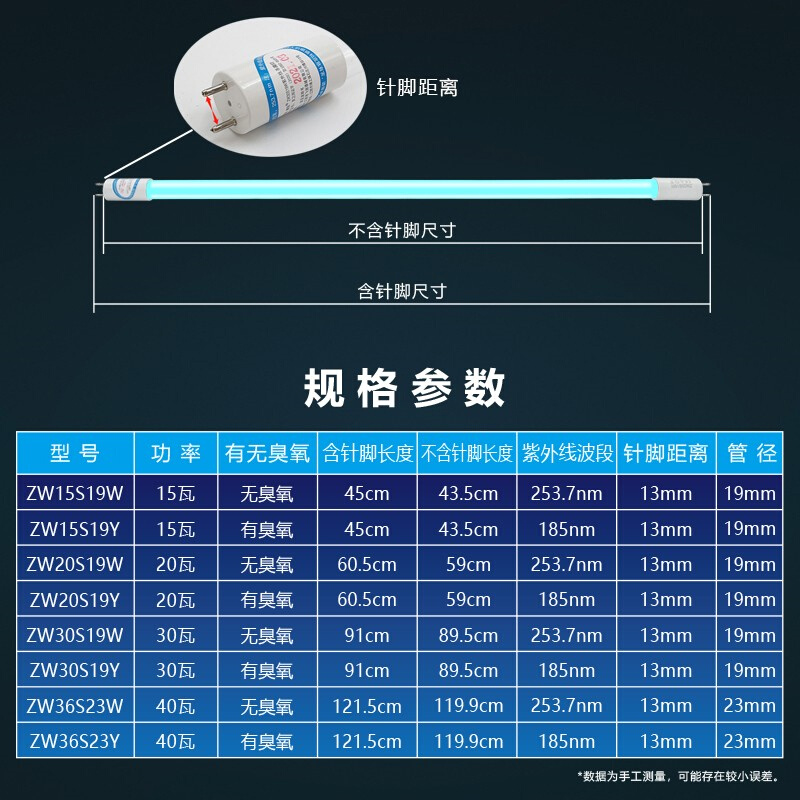 申星紫外线杀菌灯管幼儿园ZW30S19W消毒车灯管消毒灭菌20W30W40W