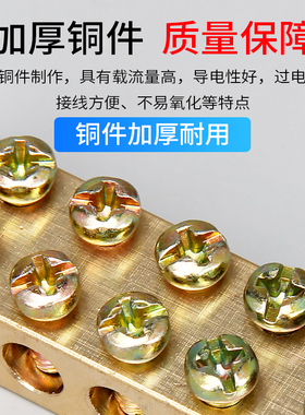 12*18地排20P孔接线端子排铜排接地线排大电流零地排接线柱纯铜