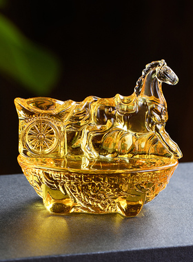 现货速发马到成功黄水晶元宝摆件 家居装饰品办公室客厅摆件店铺