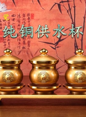 现货速发纯铜财神供水杯家用室内关公供酒杯净水杯佛前供水杯供佛