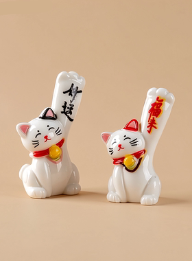 日式大吉招财猫白瓷质感摆件