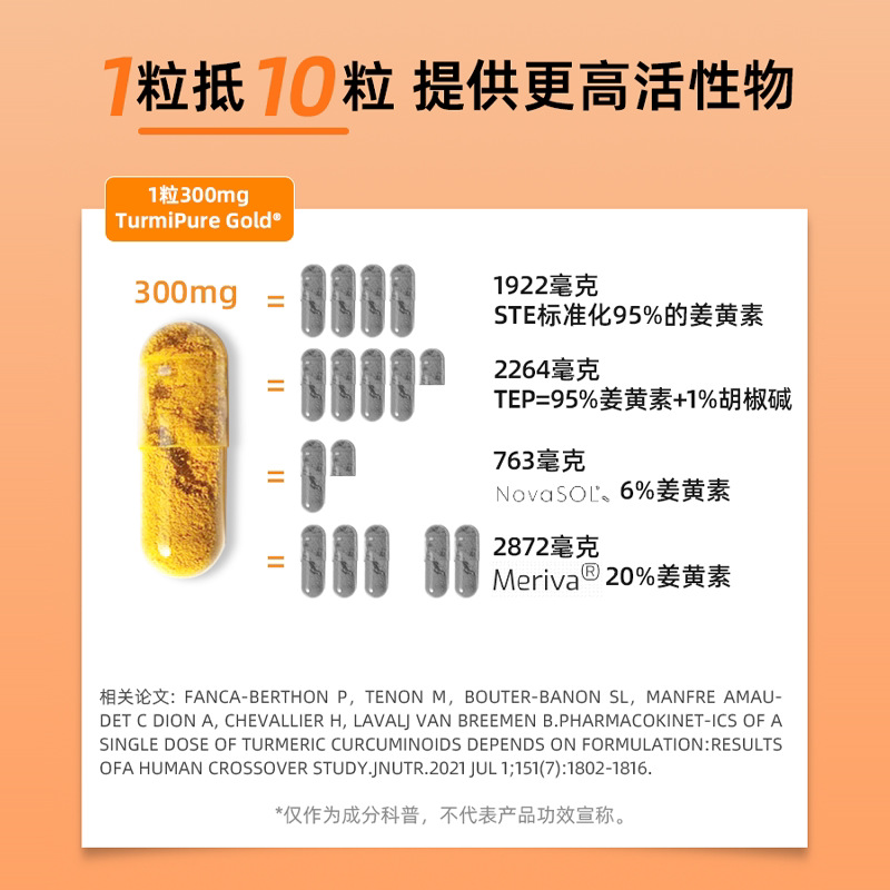 Dynveo有机姜黄素提取物胶囊60粒关节保护呵护肠胃强化防御