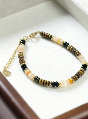 2025新款高级感彩色波西米亚虎眼石手链小众设计不锈钢手串