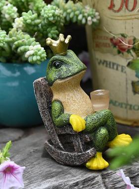 创意解压摇椅摆件桌面青蛙太阳能灯办公装饰卡通庭院阳台造景礼物