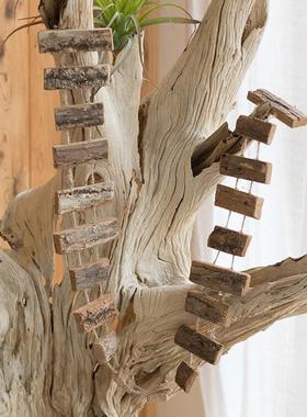 木棒串串小梯子圣诞树挂件装饰挂饰道具树皮白桦松果圣诞原木