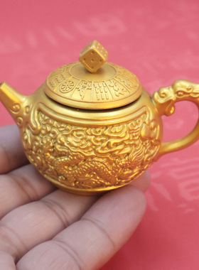 龙凤麻将把把壶沙金色手把件解压转转可旋转龙凤茶壶 一件代发