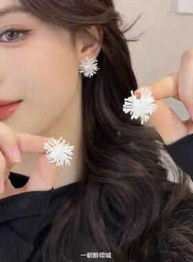 轻奢小众金色烟花锆石耳钉