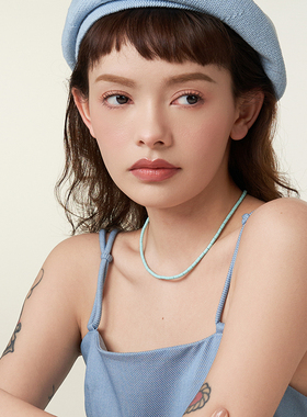 桑蕾纯色高光艺术釉彩细管珠项链女小众设计百搭简约时尚锁骨链