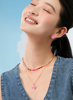 桑蕾乔乔兔联名款艺术釉彩项链时尚原创设计2025年新品