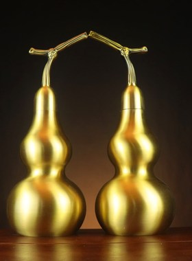 黄铜葫芦摆件客厅酒柜玄关招五福临门葫芦开N盖办公室卧室财大小