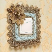 New Switch Patch Single Open 86 Type Switch Sleeve Full Gold Thread Lace Embroidery Eurostyle Switch Socket Protective Sleeve Trim Patch
