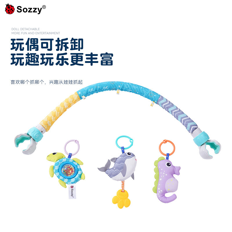 SOZZY新生儿床铃床挂婴儿推车挂件宝宝音乐车夹摇铃安全座椅玩具-图1