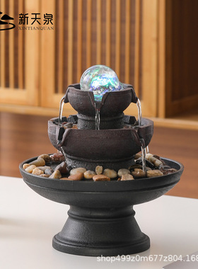 店铺招财旺财流水生财摆件风水球循环水创意装饰公司前台开业送礼