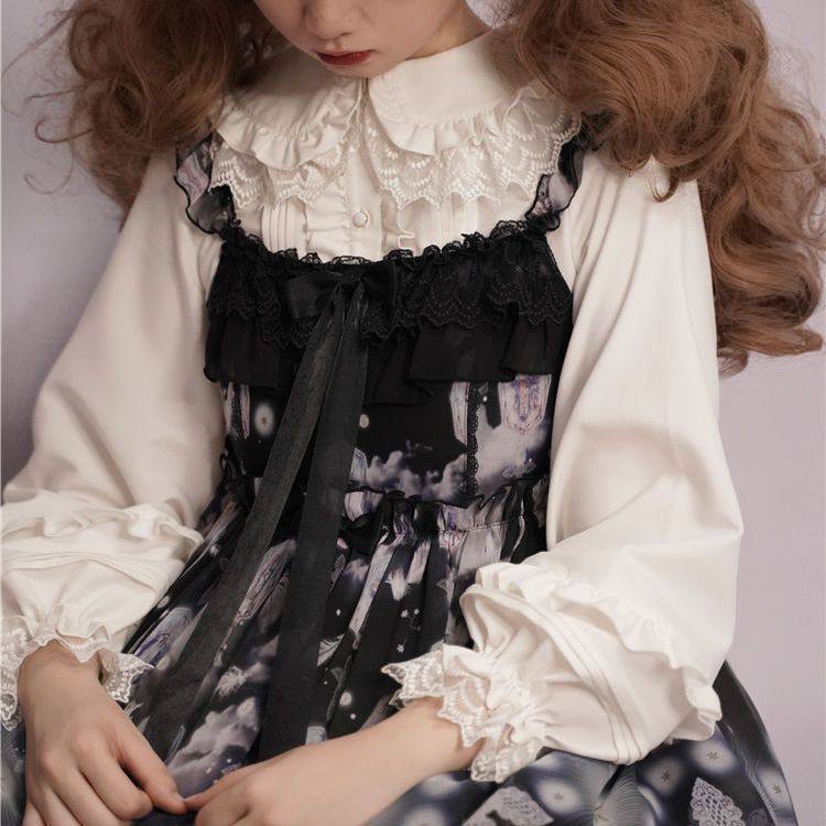 加绒加厚长袖娃娃领花边泡泡袖Lolita内搭洛丽塔衬衫女秋冬,淘宝优惠券,粉丝福利购,淘宝优惠卷